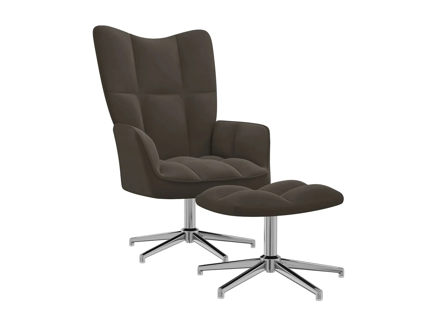 Relaxstoel met voetenbank fluweel donkergrijs NL840627