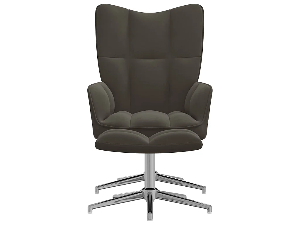 Relaxstoel met voetenbank fluweel donkergrijs NL840627