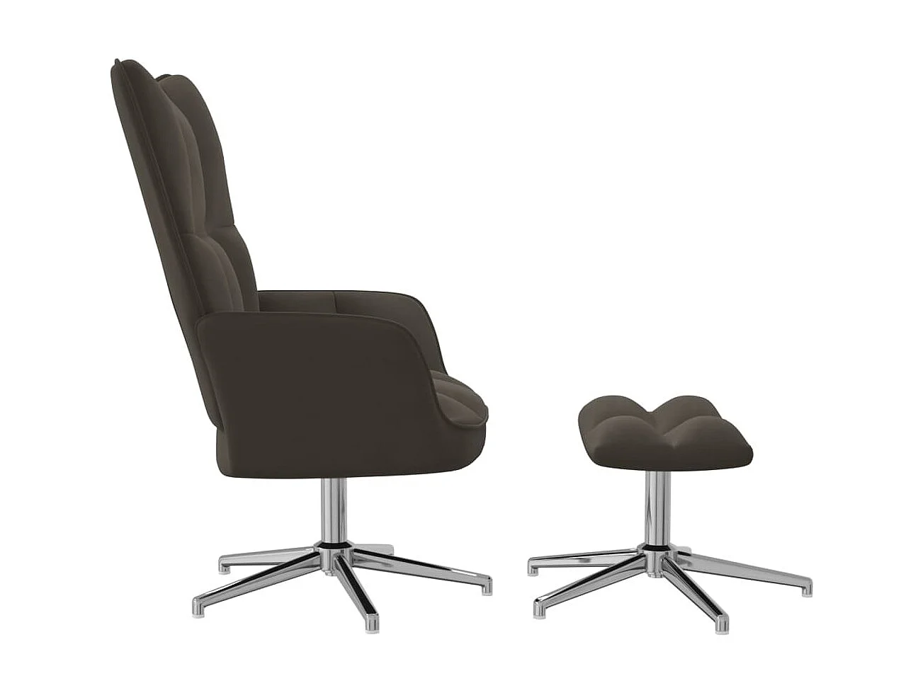 Relaxstoel met voetenbank fluweel donkergrijs NL840627