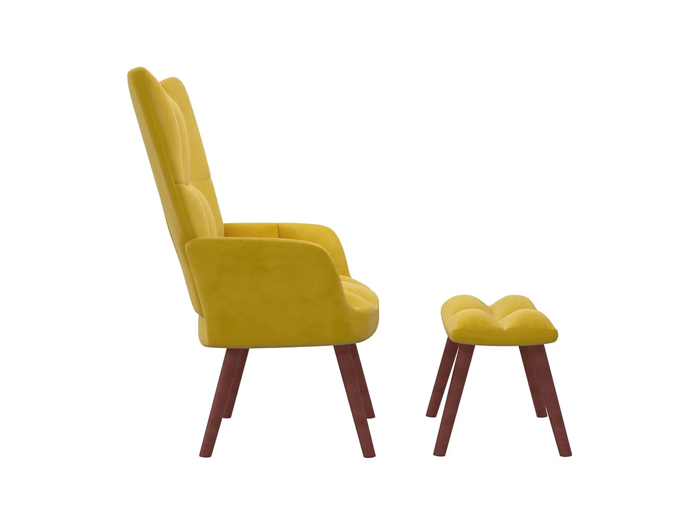 Chaise de relaxation avec repose-pied Jaune moutarde Velours SEF61026