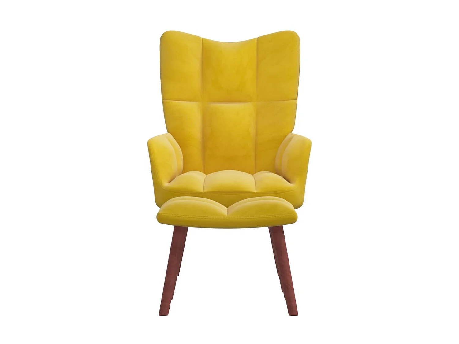 Relaxstoel met voetenbank fluweel mosterdgeel NL406048