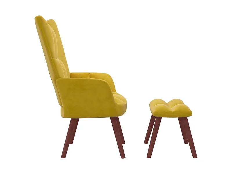 Chaise de relaxation avec repose-pied Jaune moutarde Velours SEF61026