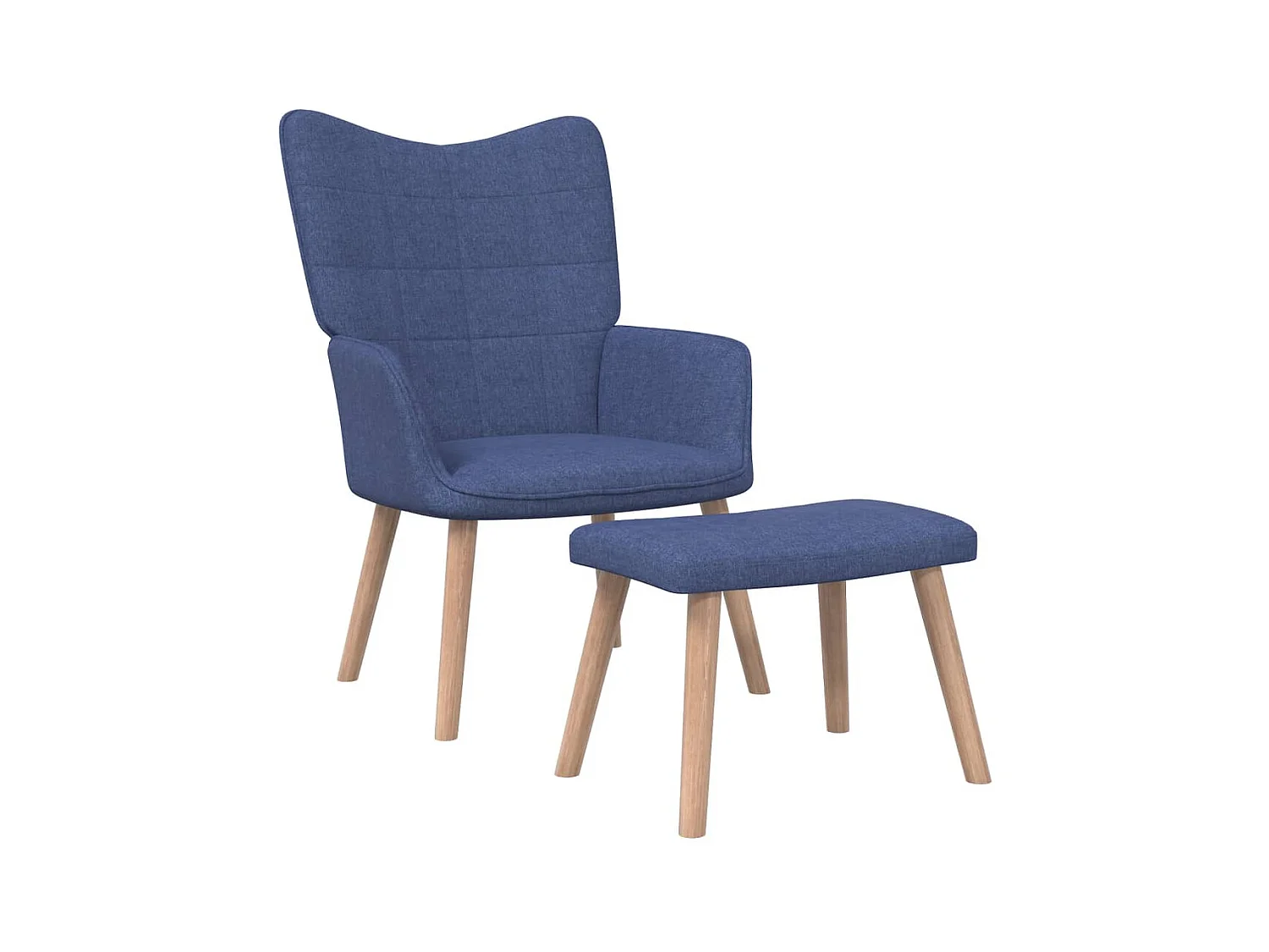 Chaise de relaxation avec tabouret Bleu Tissu SEF47145
