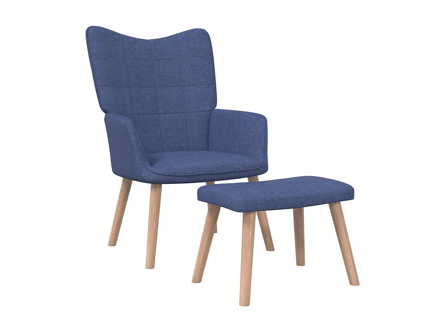 Chaise de relaxation avec tabouret Bleu Tissu SEF47145