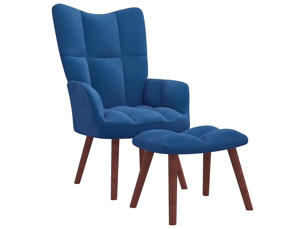 Chaise de relaxation avec repose-pied Bleu Velours SEF47519