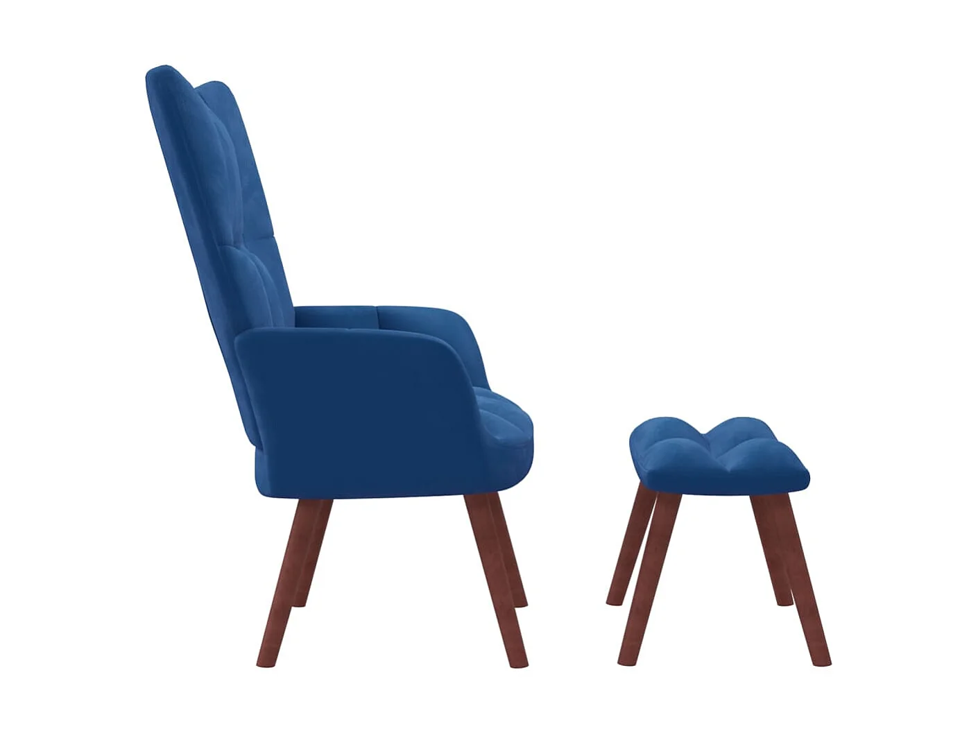 Chaise de relaxation avec repose-pied Bleu Velours SEF47519