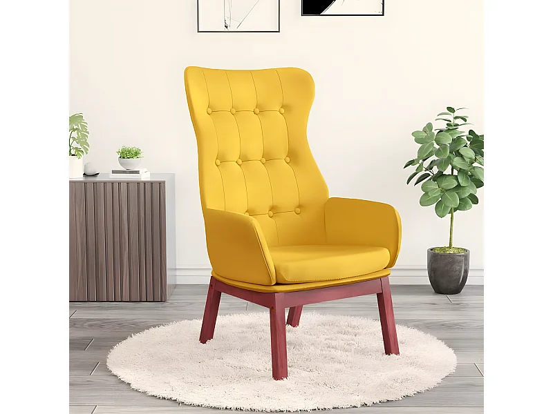 Sillón de relax de tela amarillo mostaza ES12782
