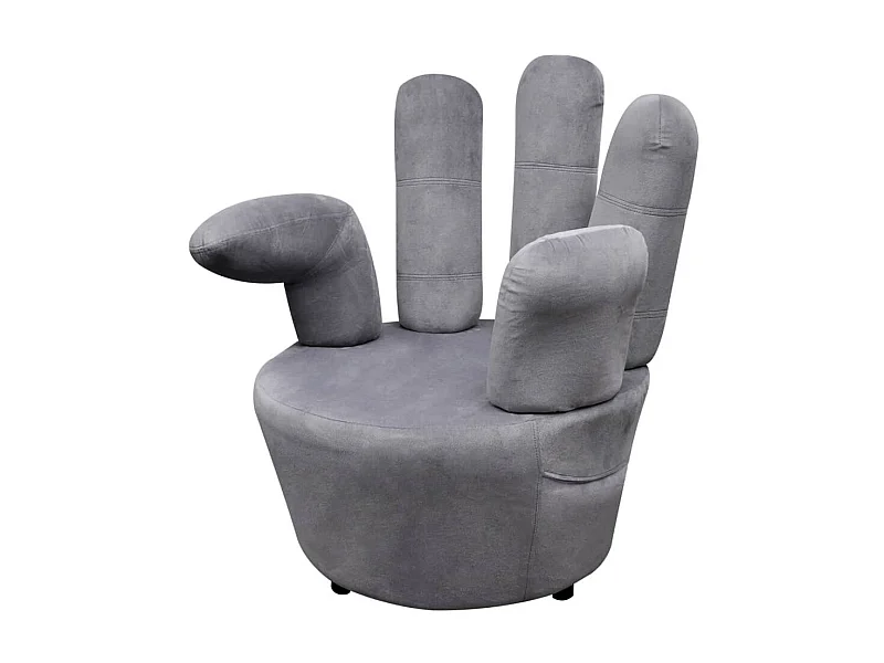 Sillón en forma de mano de terciopelo gris ES43726