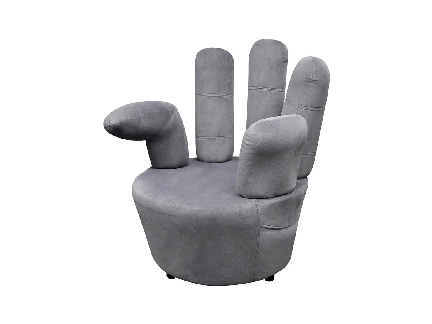 Sillón en forma de mano de terciopelo gris ES43726