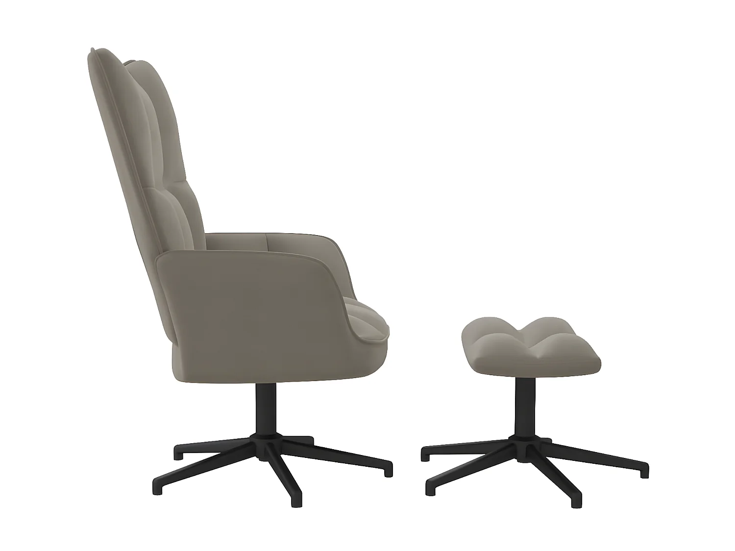 Chaise de relaxation avec repose-pied Gris clair Velours SEF14889