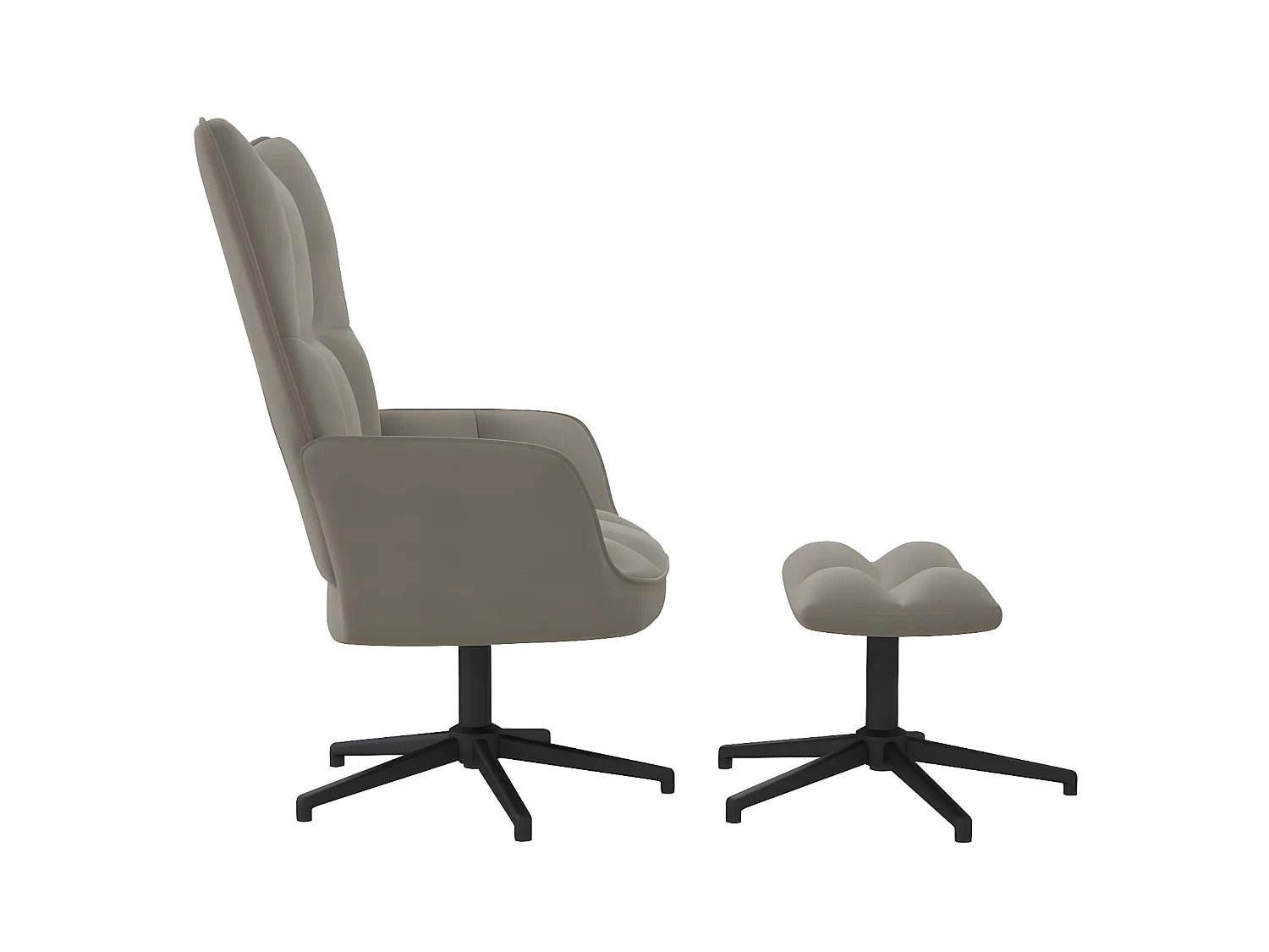 Silla de relajación con reposapiés terciopelo gris claro ES20590