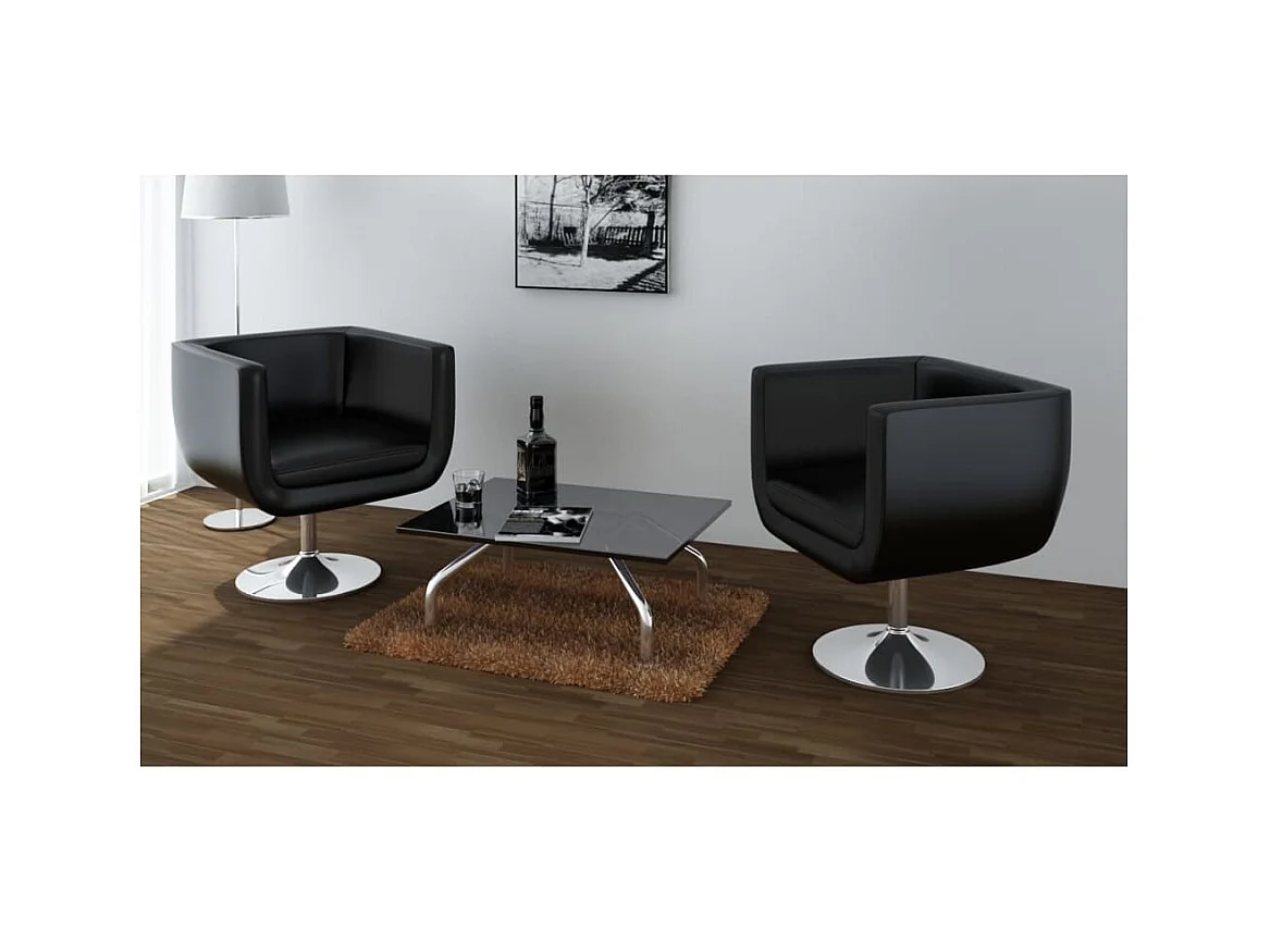Tabourets de bar lot de 2 cuir artificiel noir SEF94638