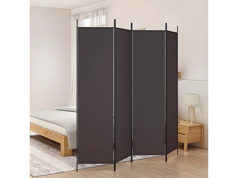 Biombo divisor de 4 paneles de tela marrón 200x200 cm ES532800