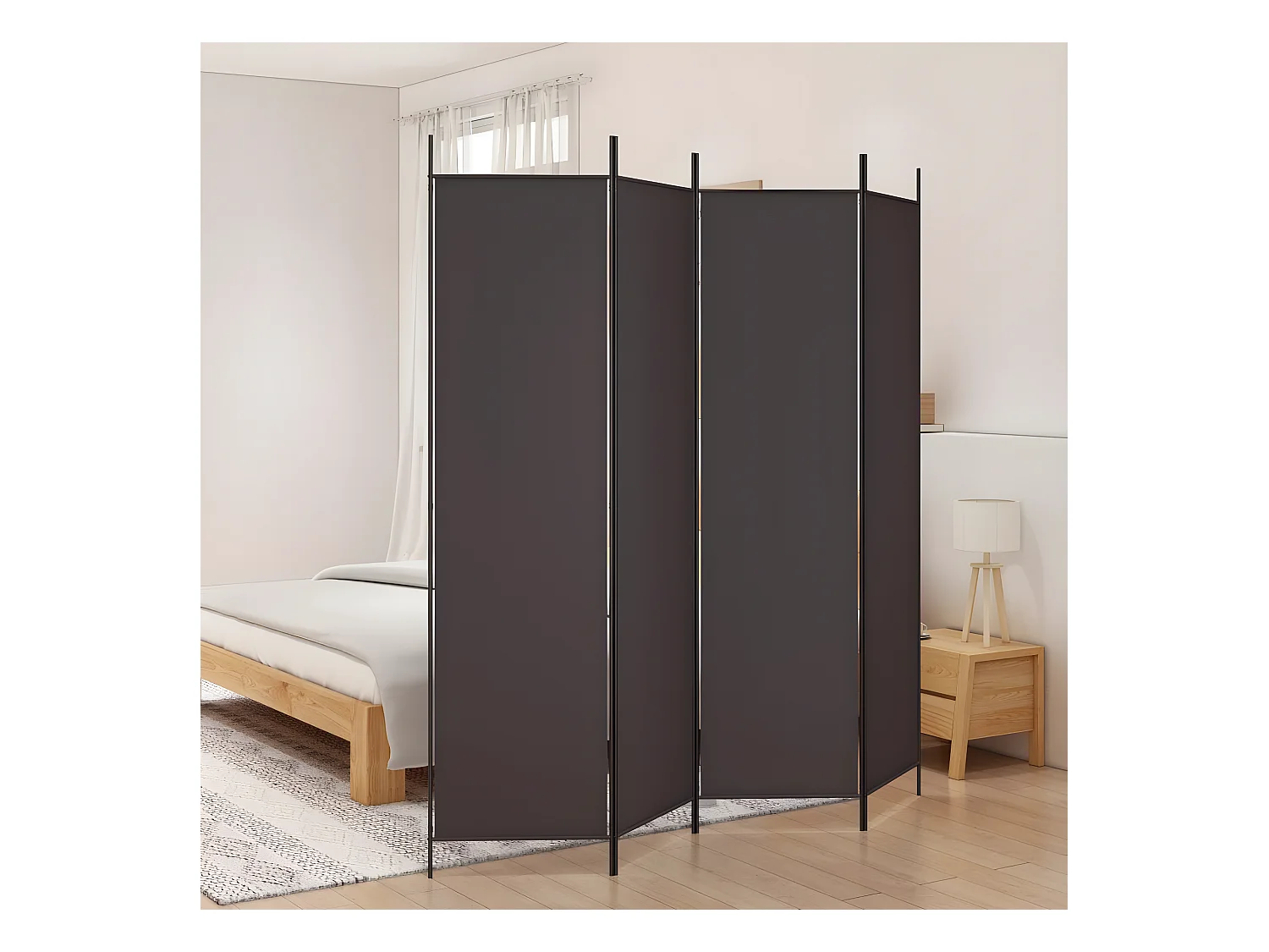 Paravent 4 panneaux Marron 200x200 cm Tissu WVGQ7387