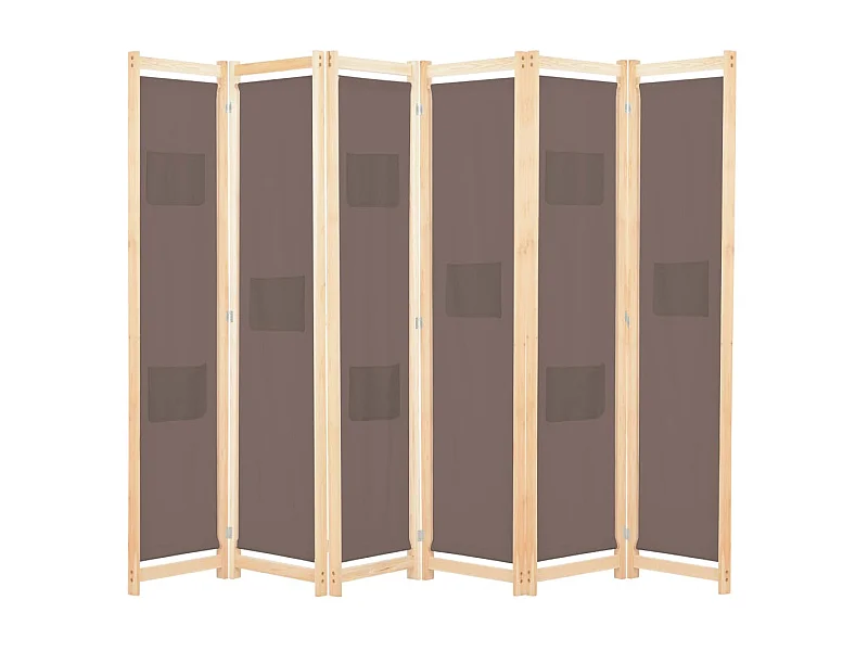 Paravent 6 panneaux Marron 240 x 170 x 4 cm Tissu WVGQ6807