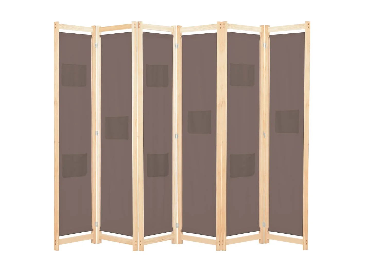 Biombo - Divisória de quarto com 6 painéis 240x170x4 cm tecido castanho PT559901