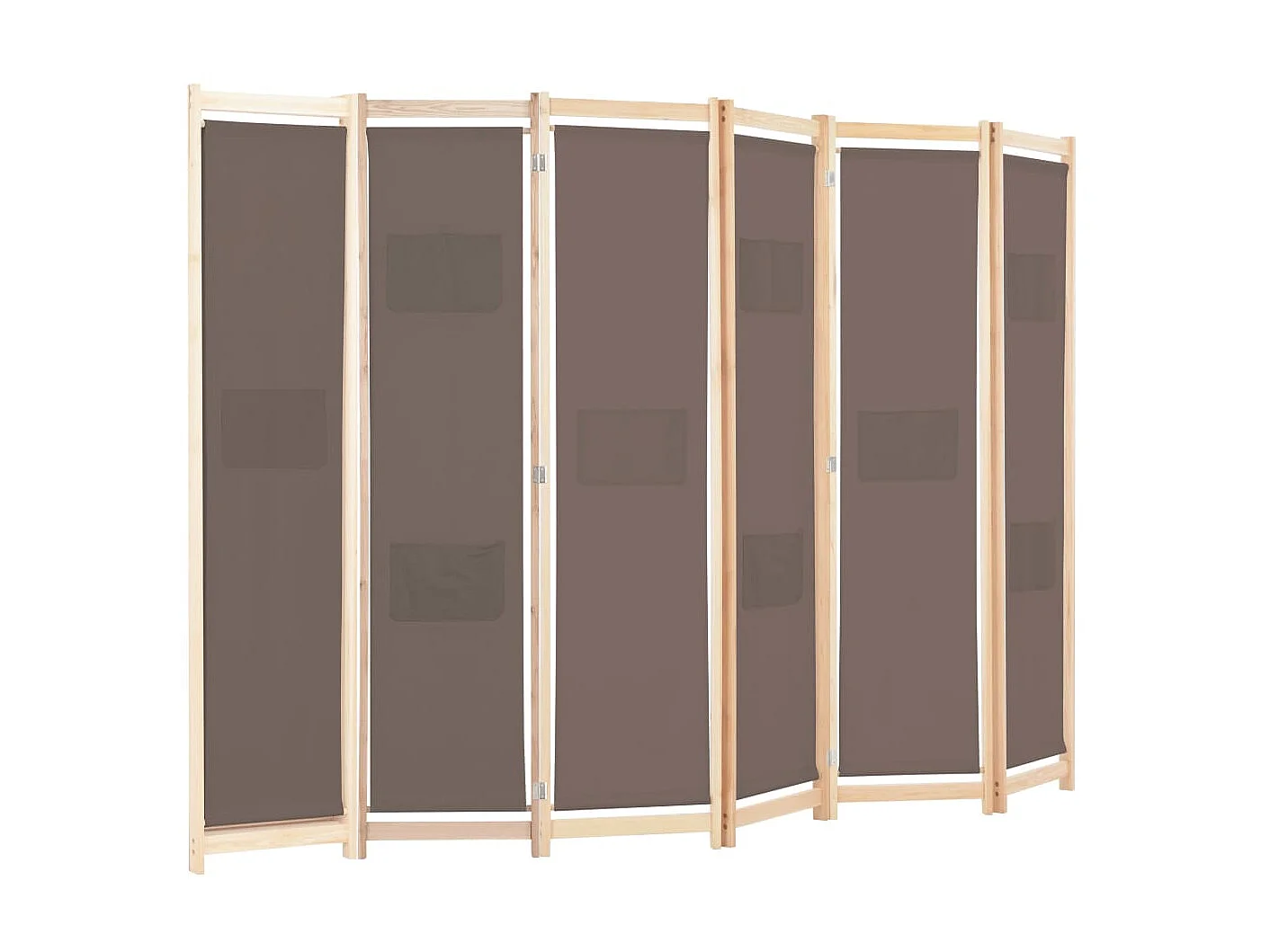 Biombo - Divisória de quarto com 6 painéis 240x170x4 cm tecido castanho PT559901