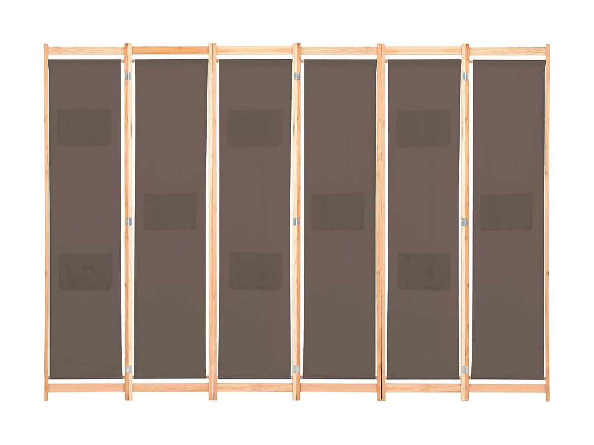 Paravent 6 panneaux Marron 240 x 170 x 4 cm Tissu WVGQ6807
