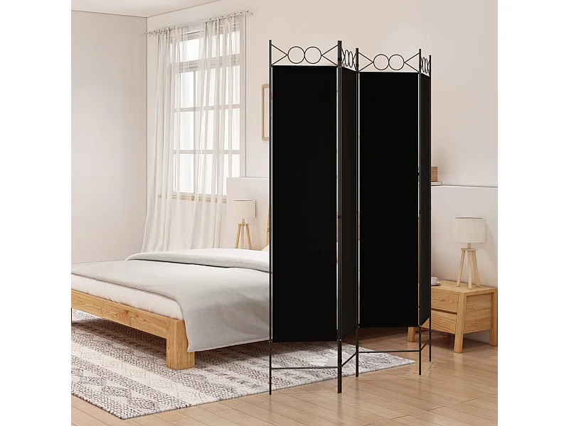 Kamerscherm met 4 panelen 160x200 cm stof zwart NL915277