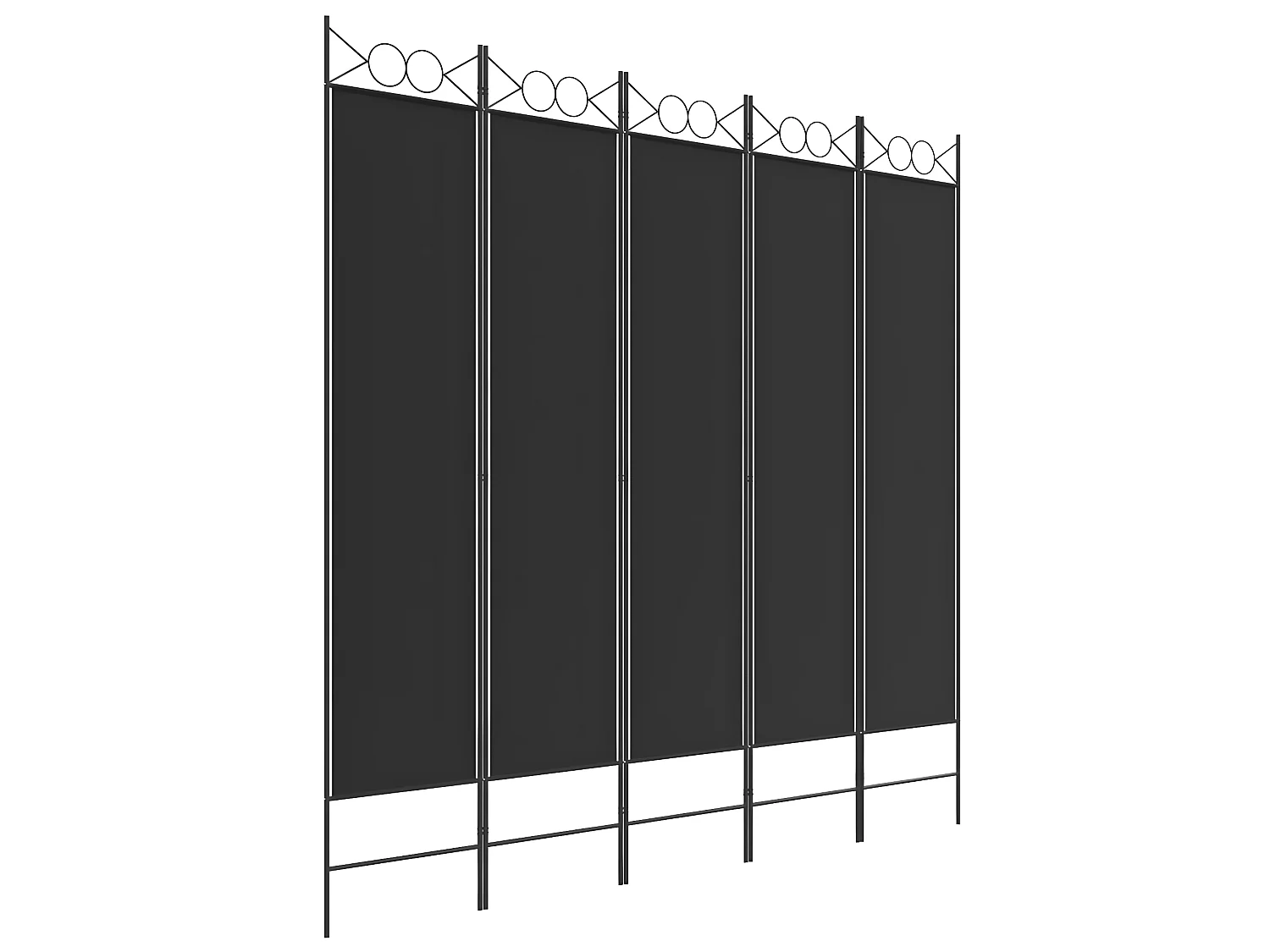 Paravent 5 panneaux Noir 200x200 cm Tissu WVGQ1074