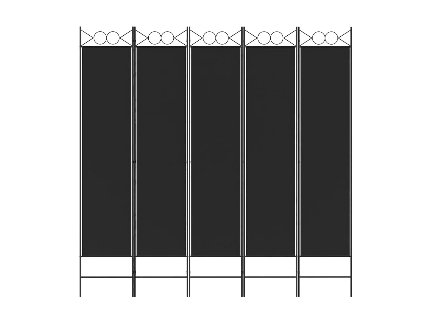 Paravent 5 panneaux Noir 200x200 cm Tissu WVGQ1074