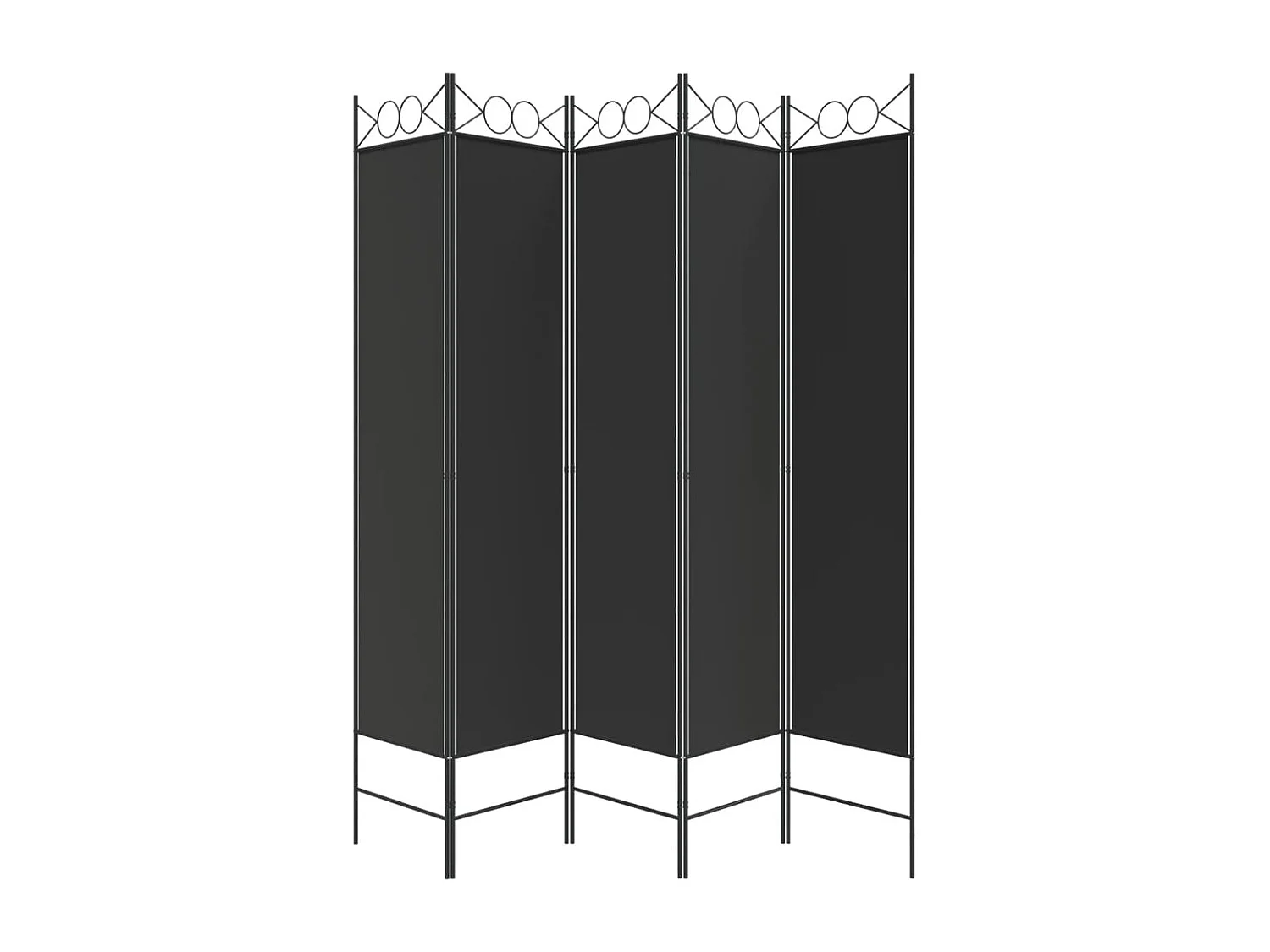 Paravent 5 panneaux Noir 200x200 cm Tissu WVGQ1074