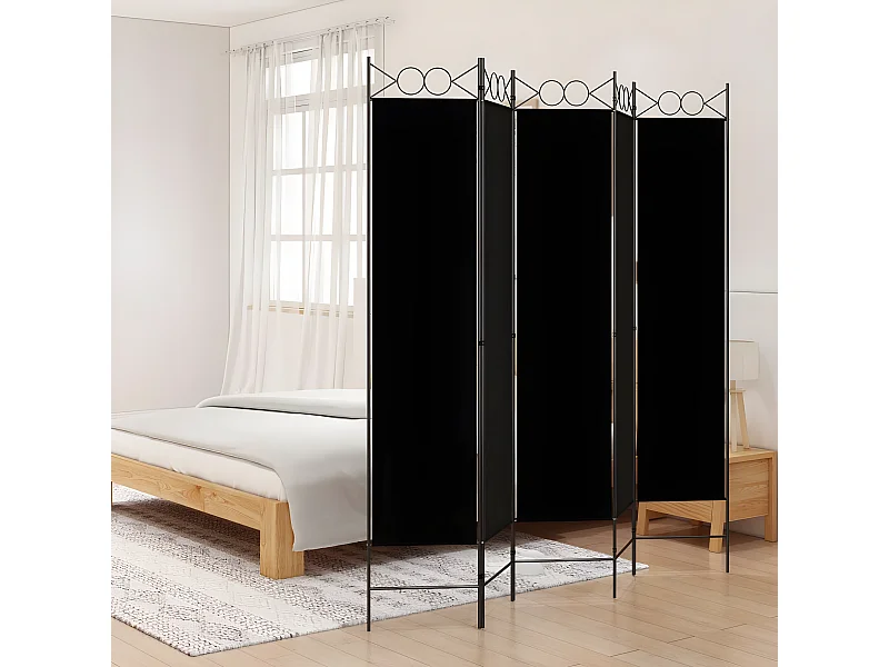 Kamerscherm met 5 panelen 200x200 cm stof zwart NL500294