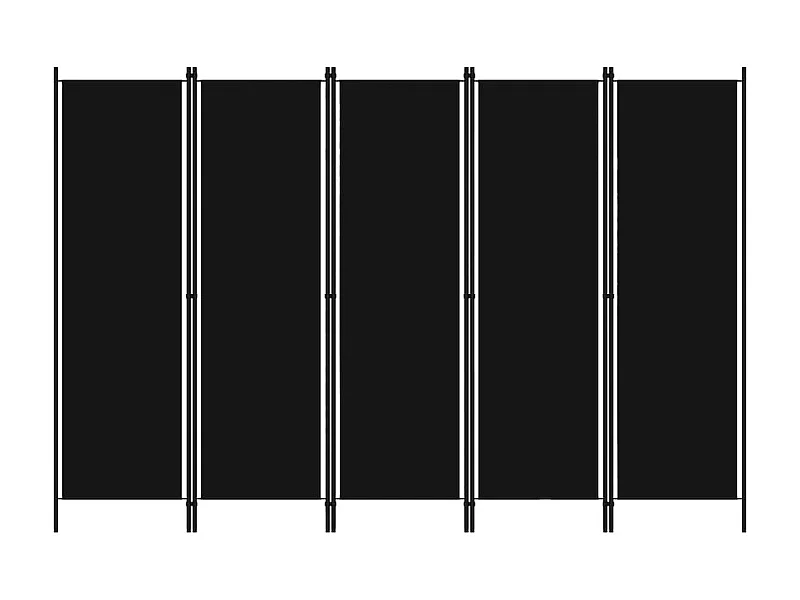 Biombo divisor de 5 paneles negro 250x180 cm ES910943