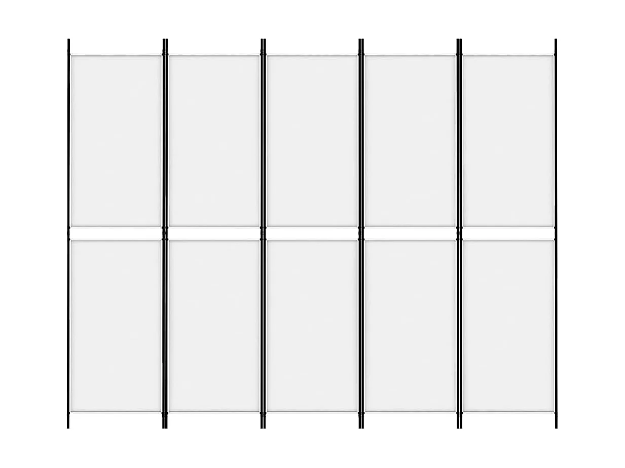 Kamerscherm met 5 panelen 250x200 cm stof wit NL520288