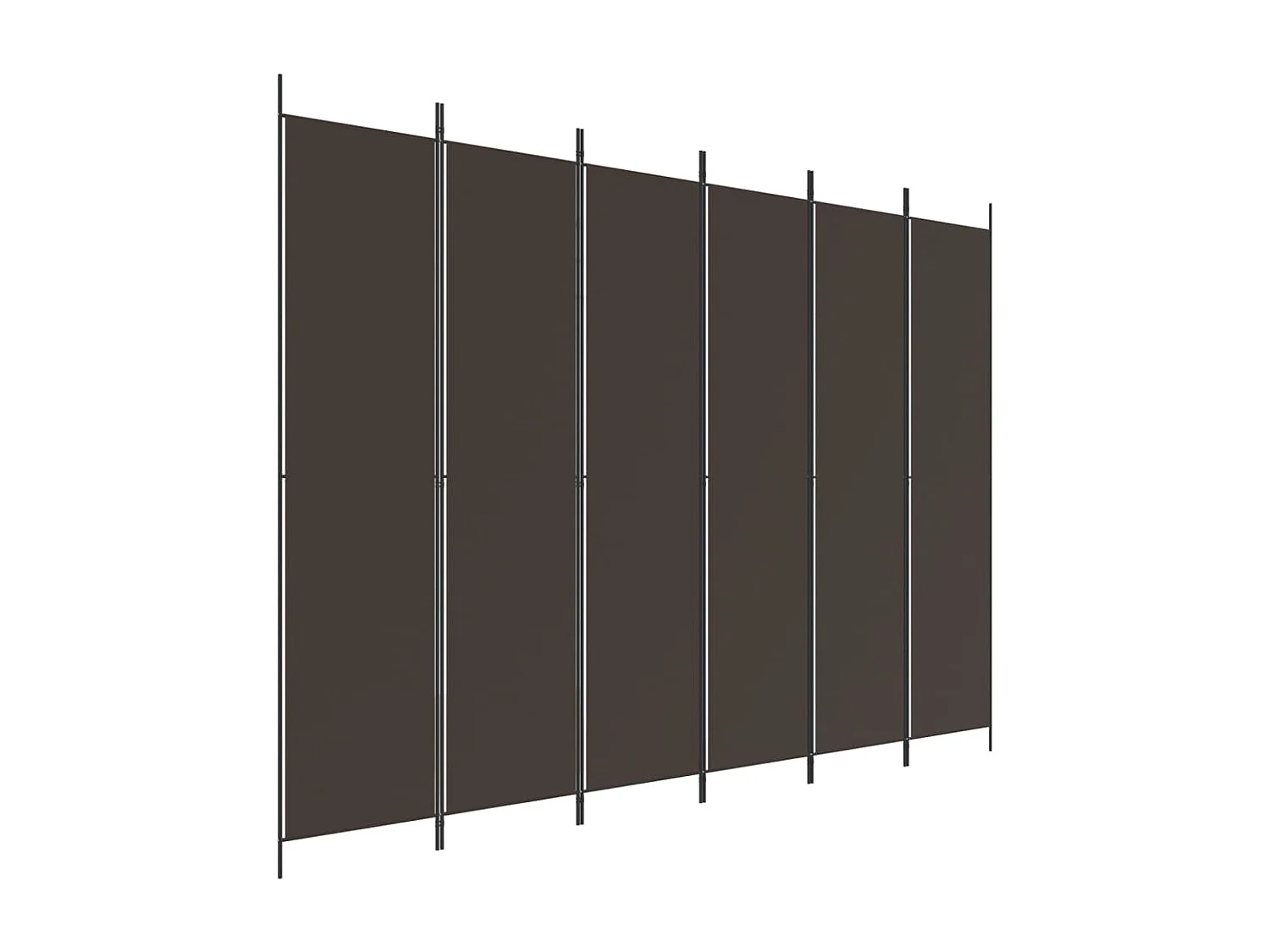 Biombo divisor de 6 paneles de tela marrón 300x220 cm ES606912