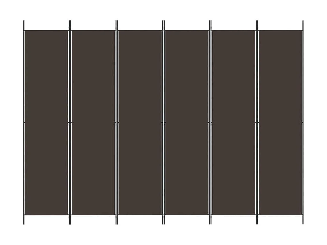 Biombo divisor de 6 paneles de tela marrón 300x220 cm ES606912
