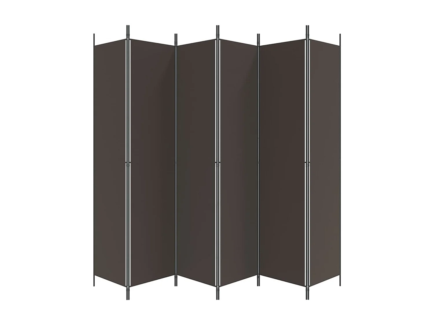 Biombo divisor de 6 paneles de tela marrón 300x220 cm ES606912