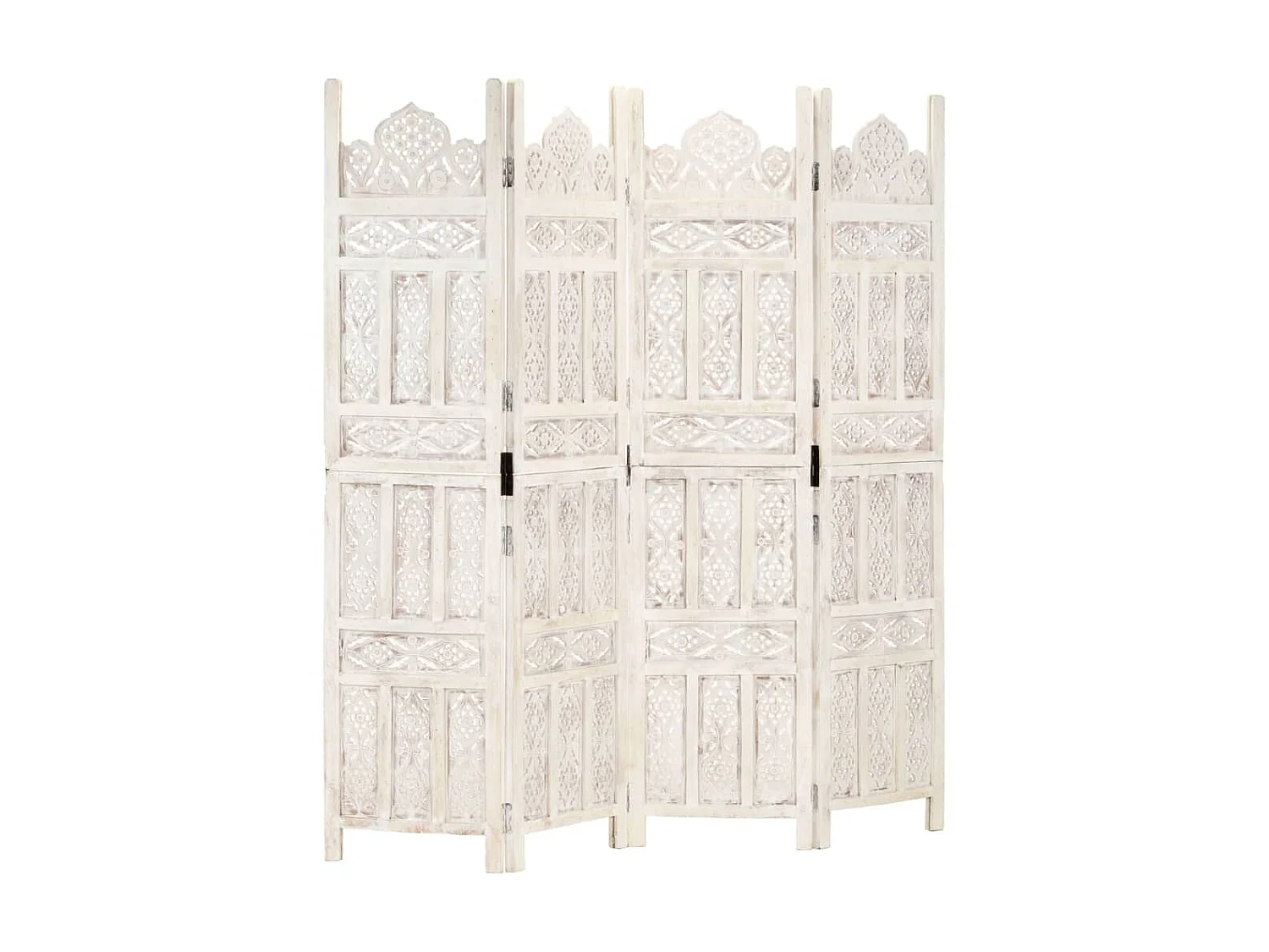 Paravent 4 panneaux Blanc 160x165 cm Bois manguier WVGQ8786