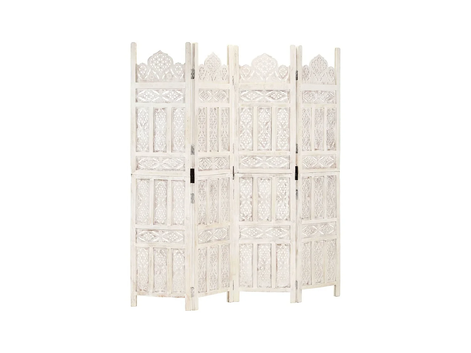 Paravent 4 panneaux Blanc 160x165 cm Bois manguier WVGQ8786