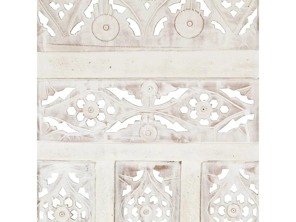 Biombo esculp. mão 4 painéis 160x165cm mangueira maciça branco PT600850
