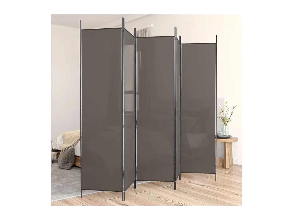 Paravent 5 panneaux Anthracite 250x220 cm Tissu WVGQ2989