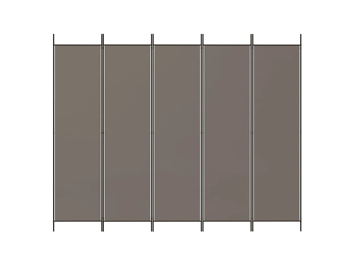 Biombo divisor de 5 paneles de tela gris antracita 250x220 cm ES201364