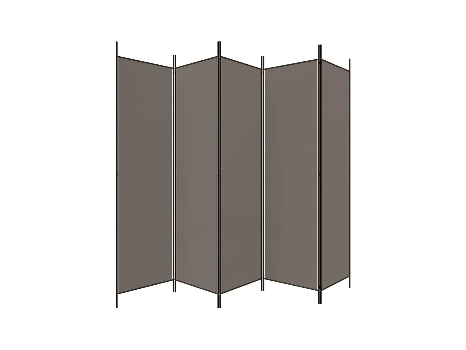 Biombo divisor de 5 paneles de tela gris antracita 250x220 cm ES201364