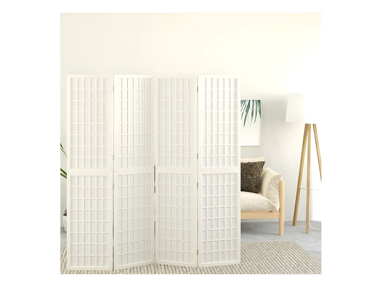 Paravent pliable 4 panneaux 160x170 cm Blanc WVGQ1712