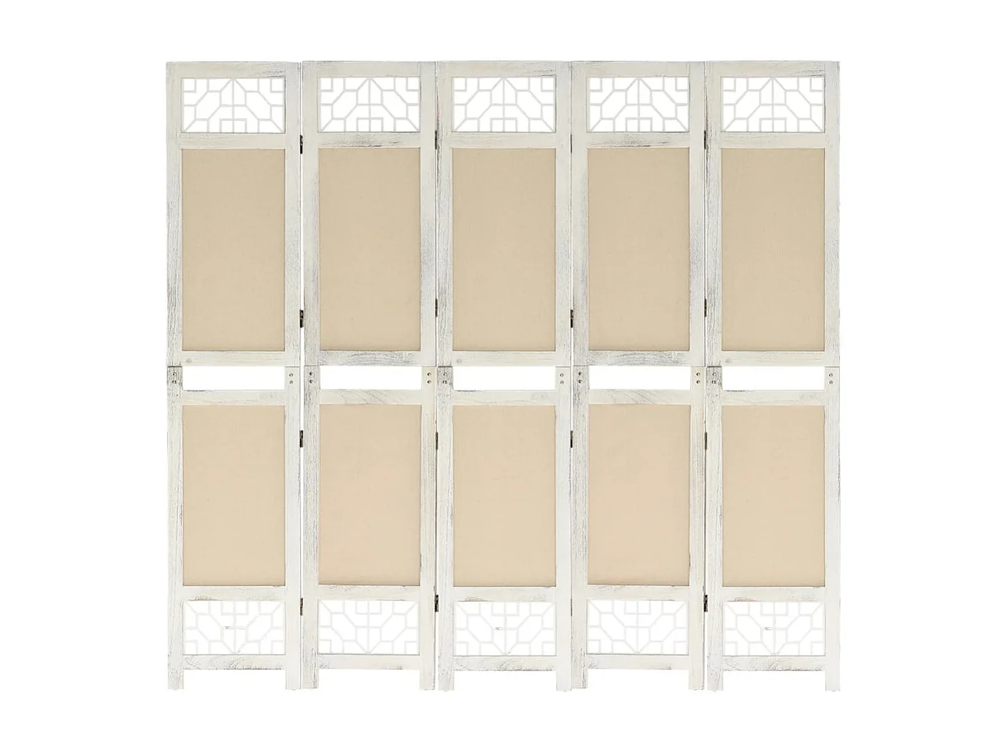 Paravent 5 panneaux Crème 175x165 cm Tissu WVGQ7006