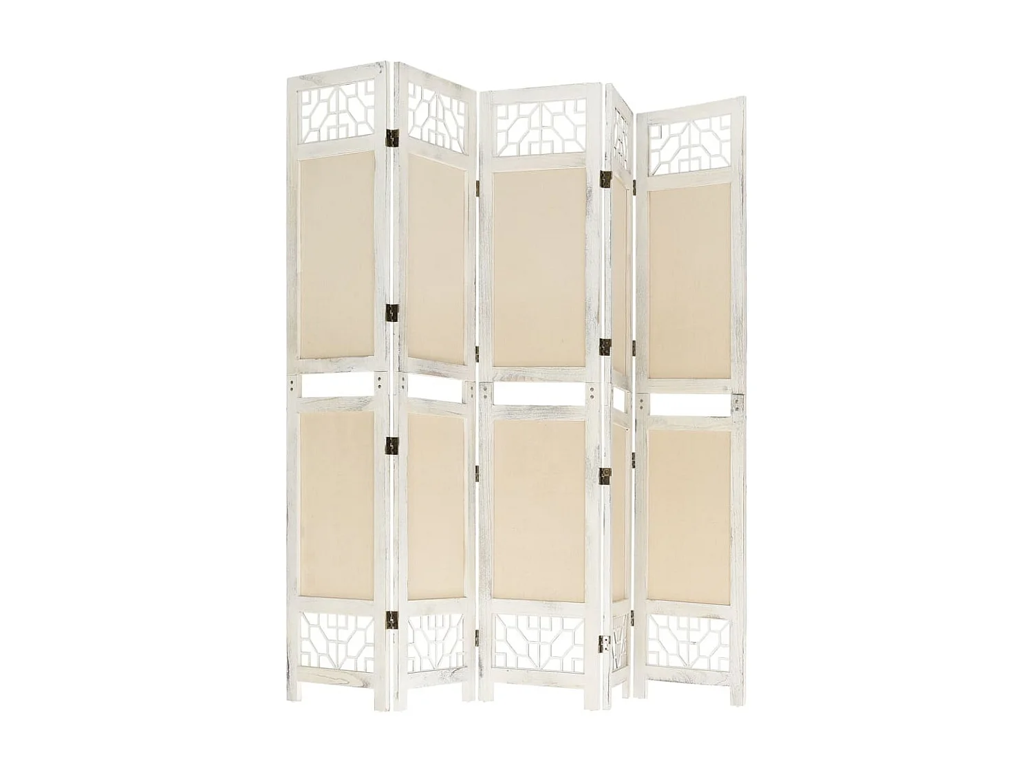 Paravent 5 panneaux Crème 175x165 cm Tissu WVGQ7006