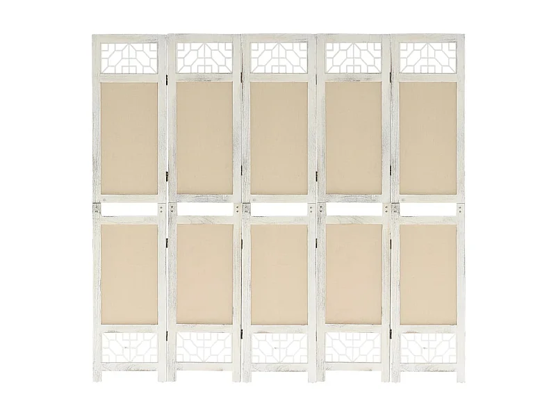 Paravent 5 panneaux Crème 175x165 cm Tissu WVGQ7006