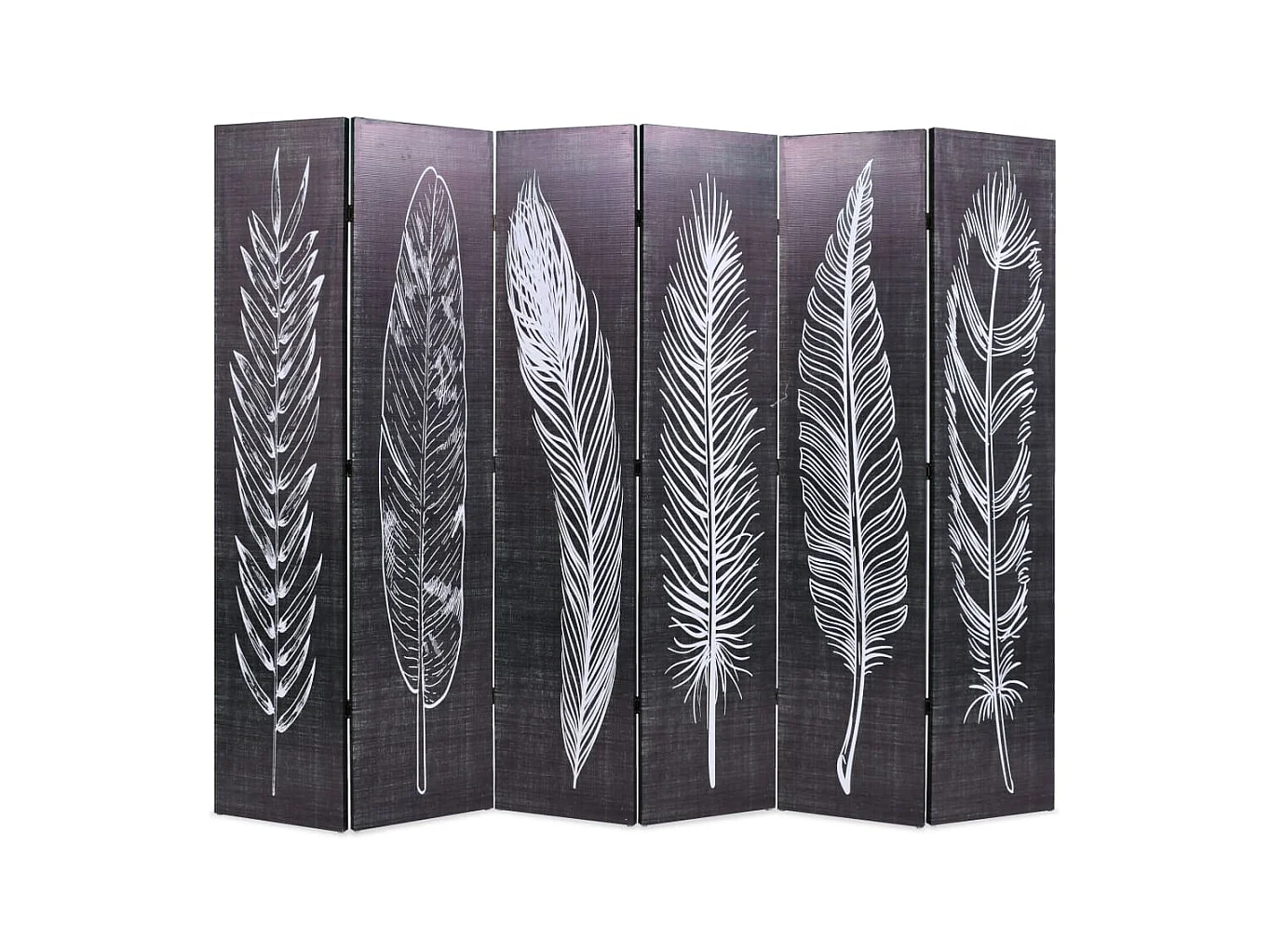 Paravent pliable 228 x 170 cm Plumes Noir et blanc OPI4311