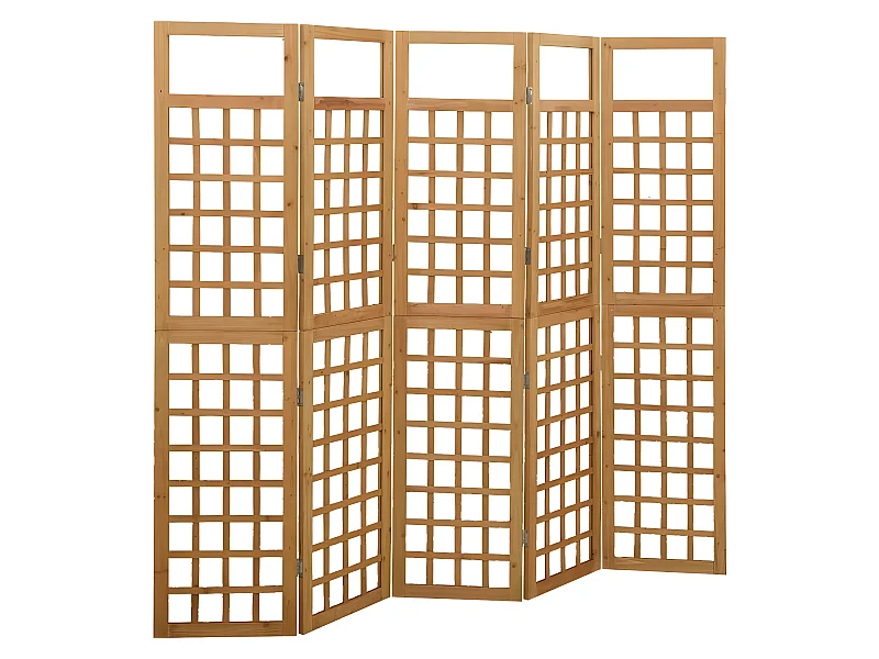 Biombo/Enrejado de 5 paneles madera maciza abeto 201,5x180 cm ES844778