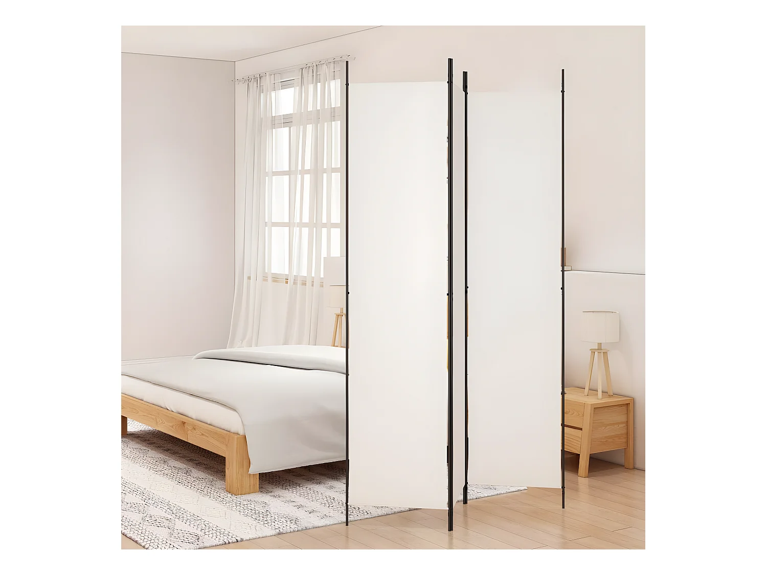Kamerscherm met 3 panelen 150x220 cm stof wit NL154778