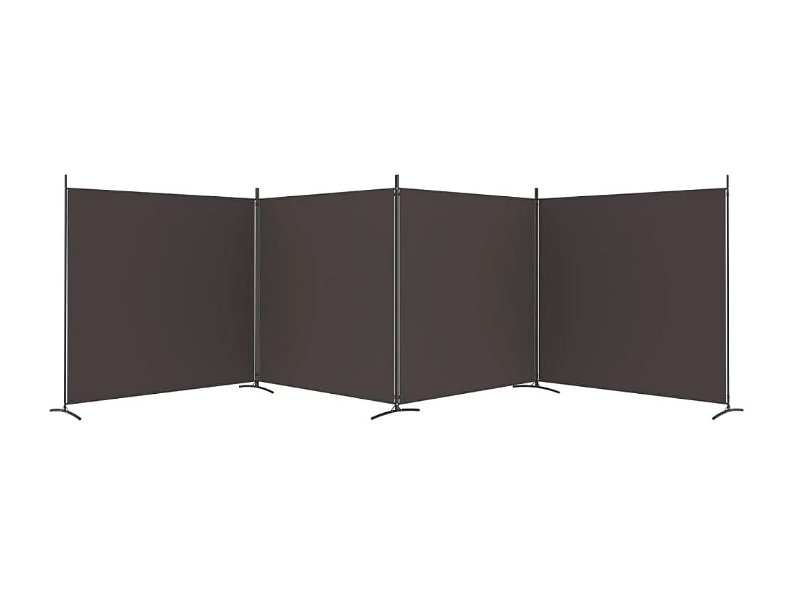 Biombo divisor de 4 paneles de tela marrón 698x180 cm ES671000