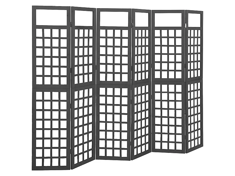 Biombo/Enrejado de 6 paneles madera de abeto negro 242,5x180 cm ES186562