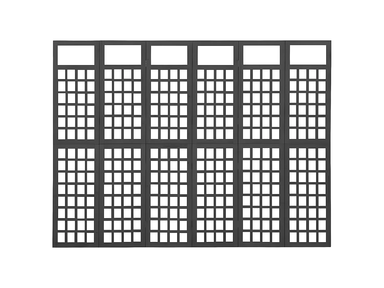 Biombo/treliça 6 painéis abeto maciço 242,5x180 cm preto PT592917