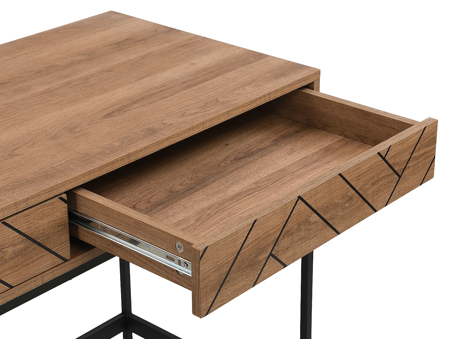 Ladekast met 2 lades - Mdf en staal - Kleur: naturel en zwart - CARATANA