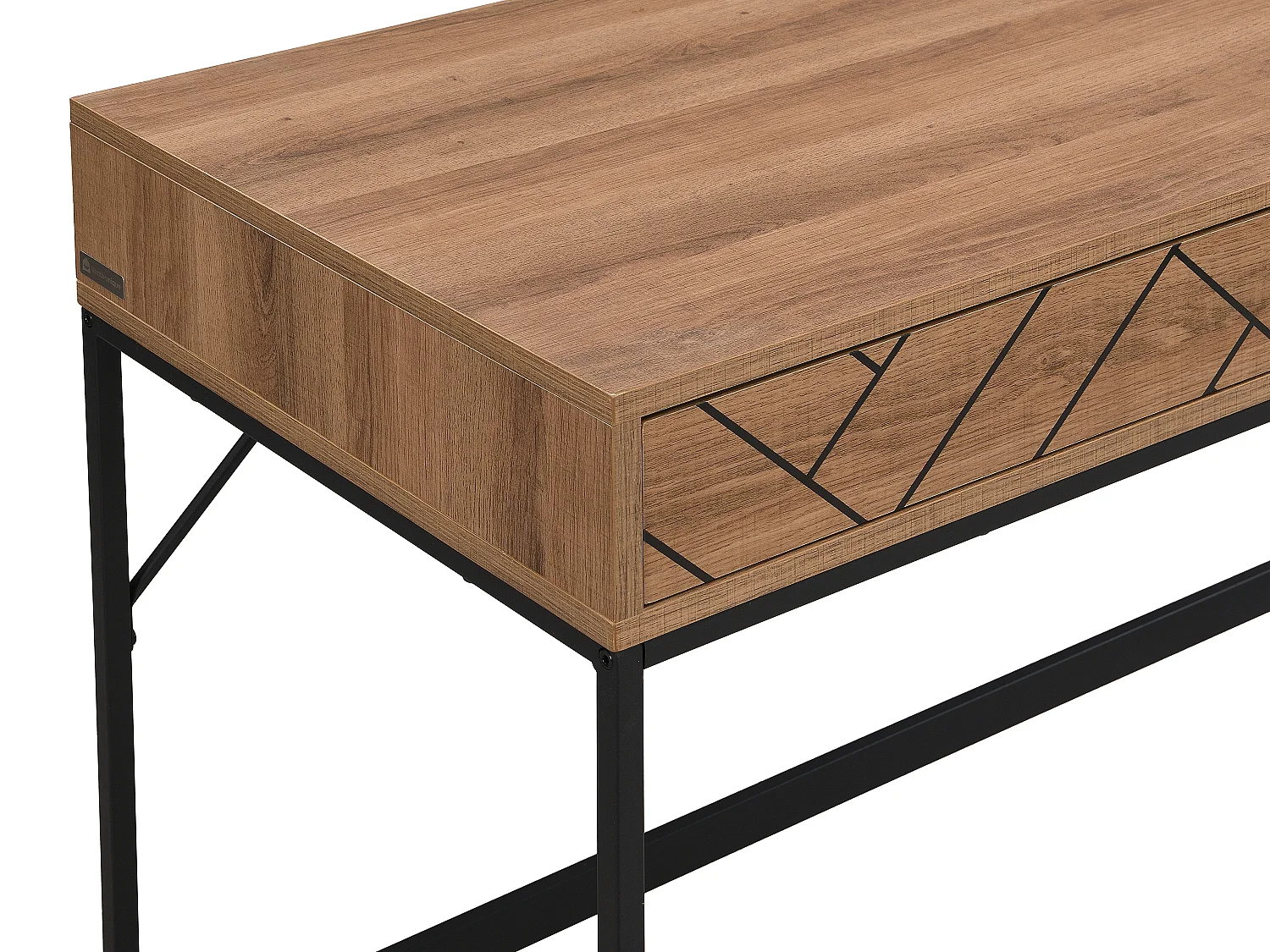 Ladekast met 2 lades - Mdf en staal - Kleur: naturel en zwart - CARATANA